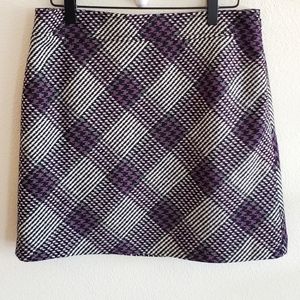 Loft Purple Plaud Houndstooth Mini Skirt